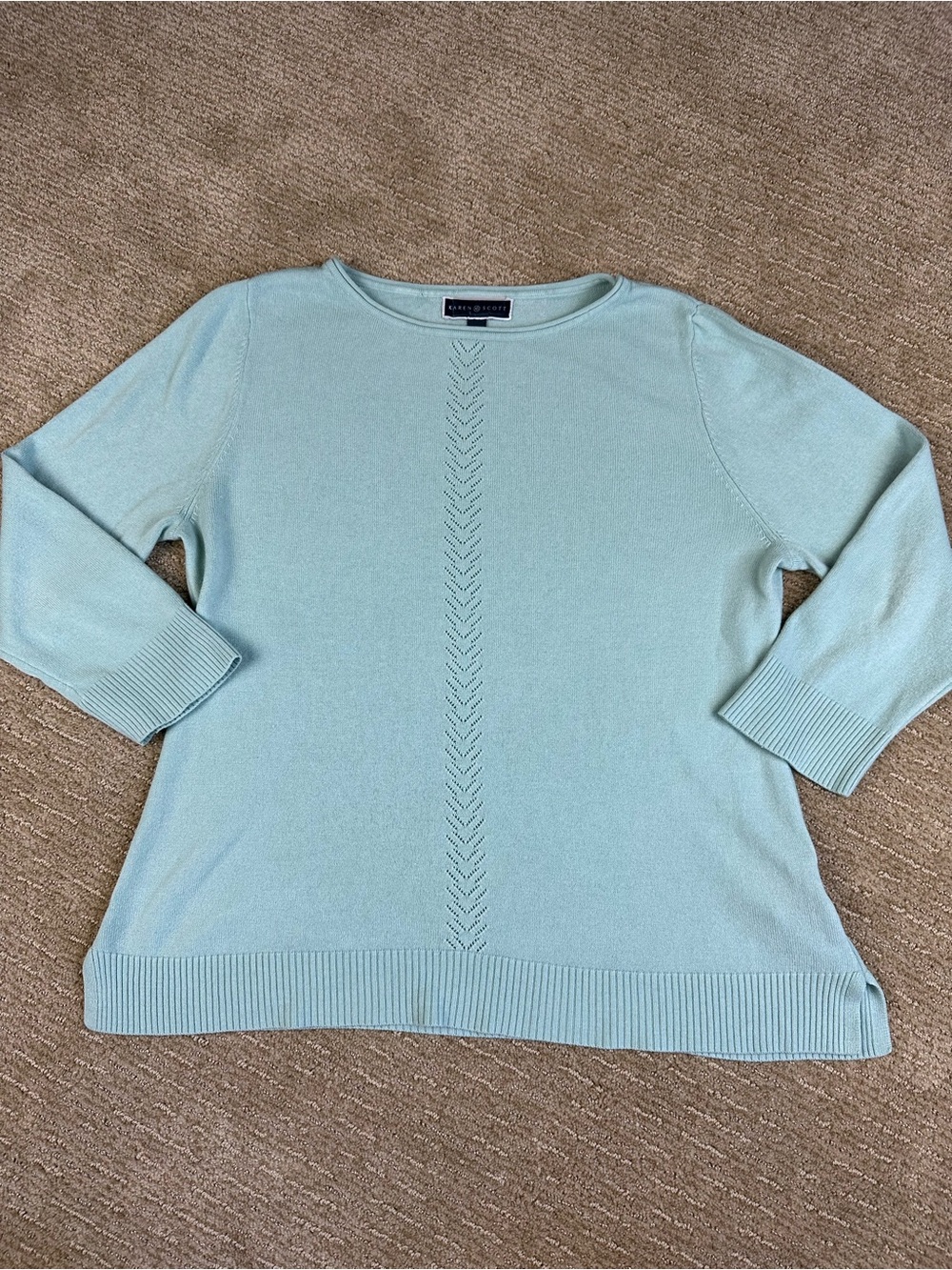 Spring Lightweight Sweater Karen Scott Pastel Blue Preppy Coastal Grandma XL